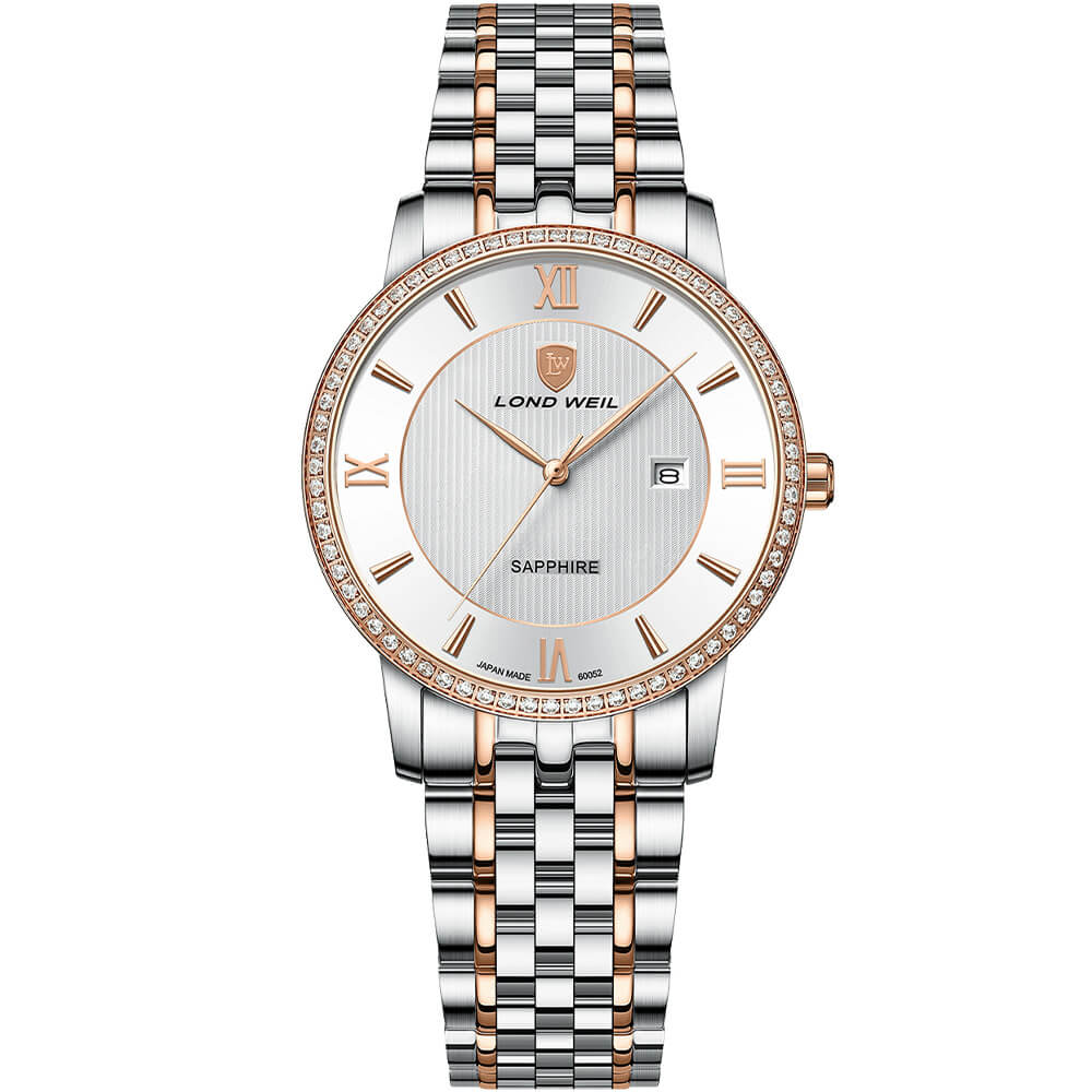 ساعت مچی زنانه لوندویل نقره ای رزگلد مدل LOND WEIL 60052L